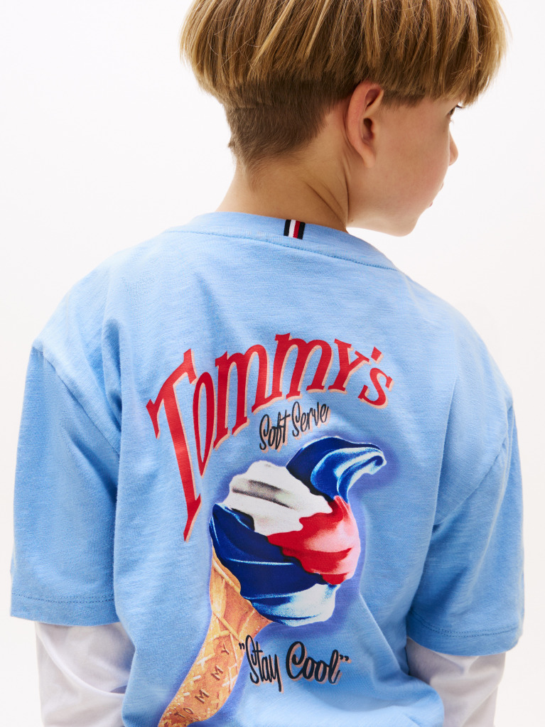 Blue Back Graphic Textured T-Shirt  Boys