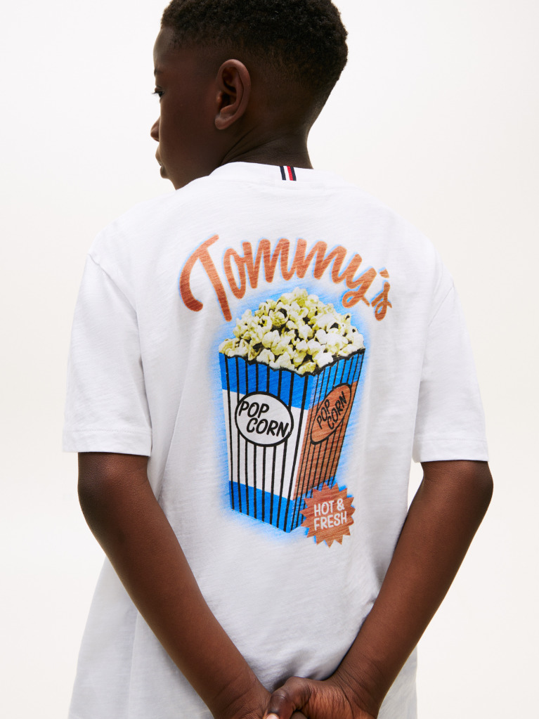 White Back Graphic Textured T-Shirt  Boys