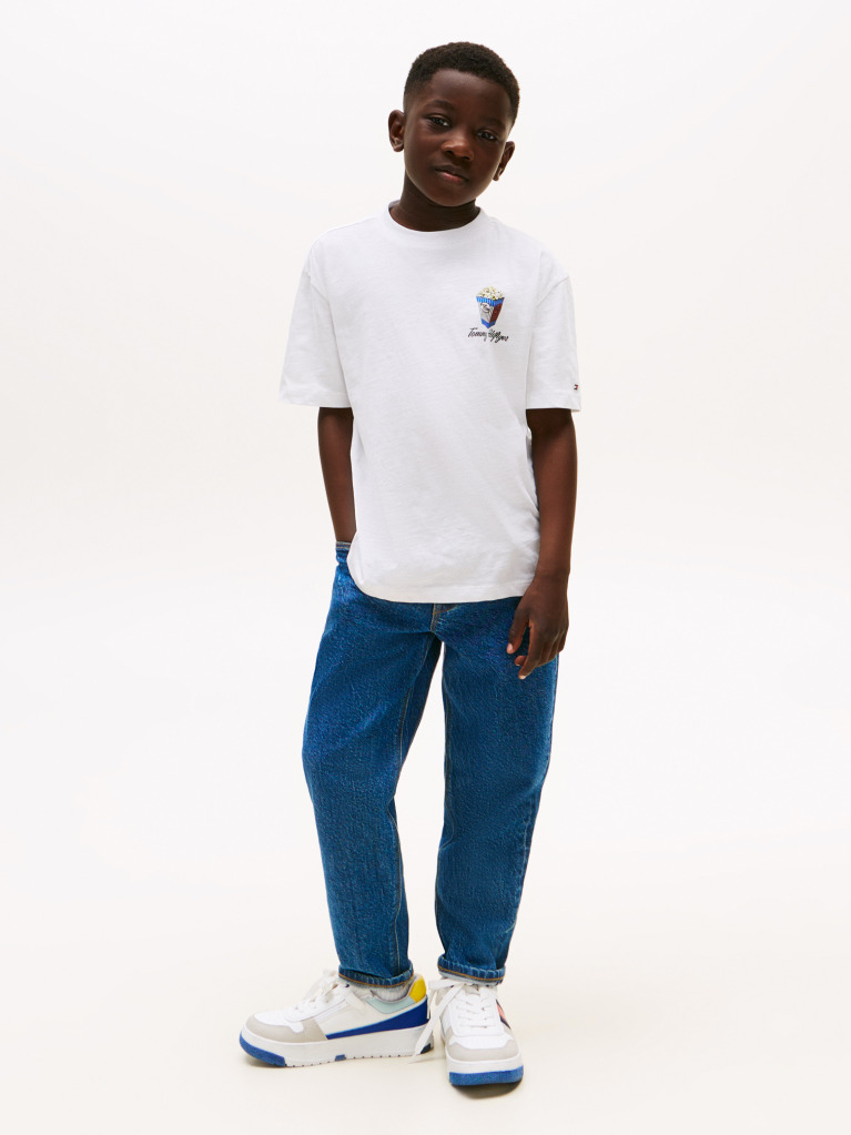 White Back Graphic Textured T-Shirt  Boys