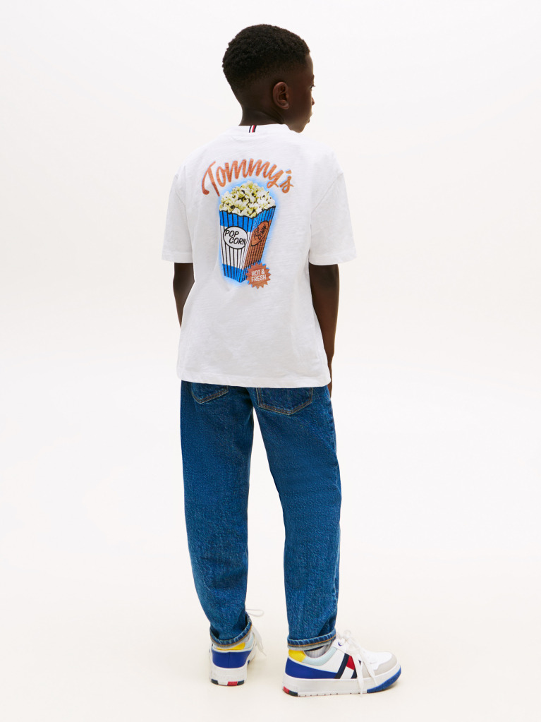 White Back Graphic Textured T-Shirt  Boys