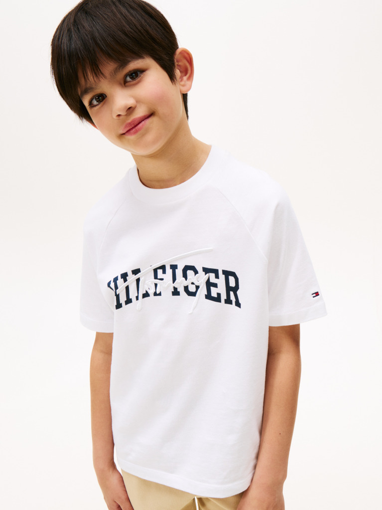 White Mixed Logo Raglan Sleeve T-Shirt  Boys
