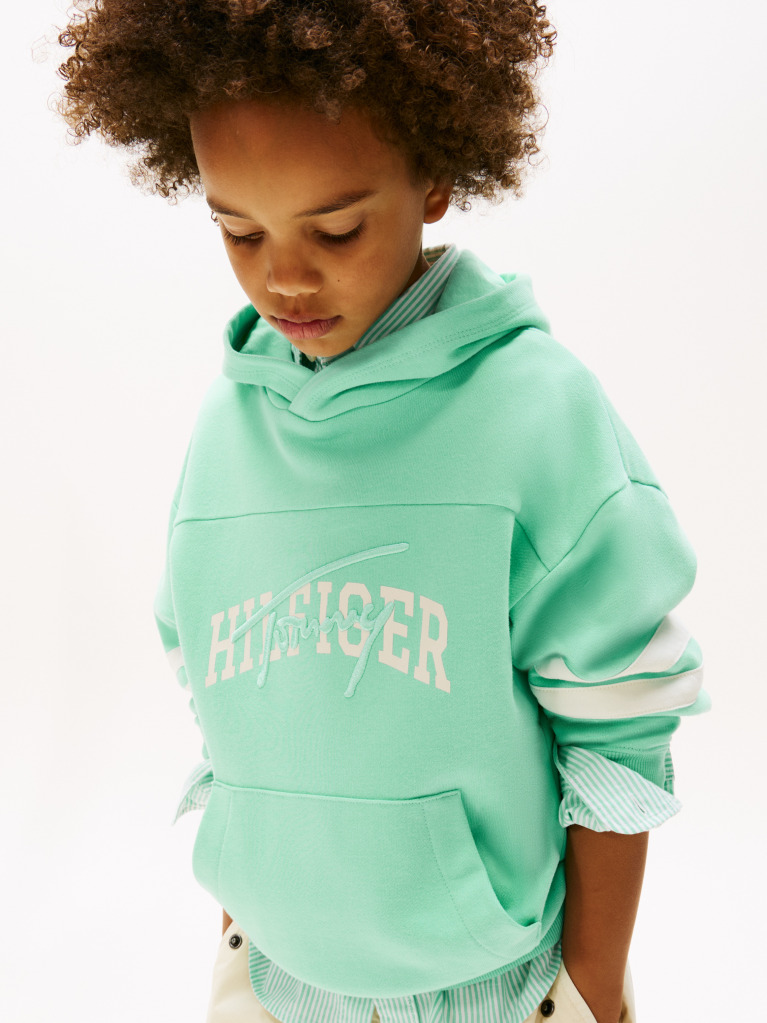 Green Mixed Logo Graphic Hoody  Boys