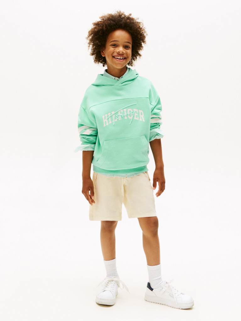 Green Mixed Logo Graphic Hoody  Boys