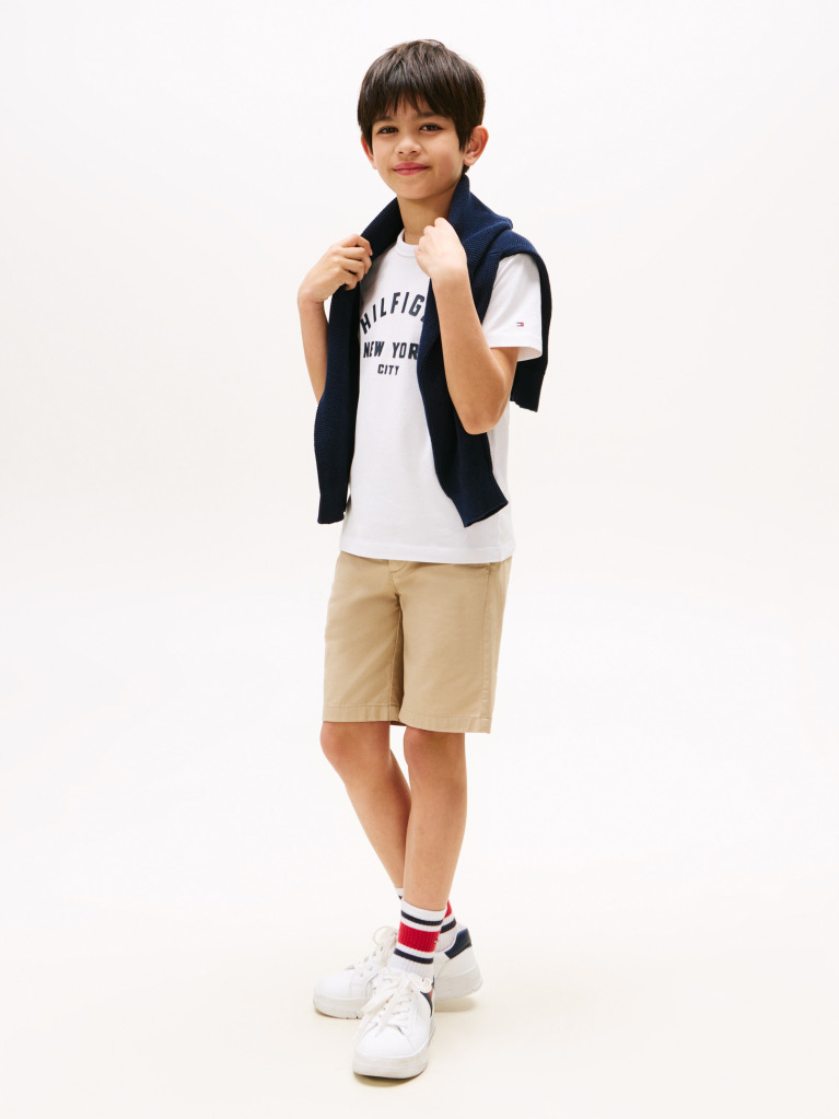 White Curved Graphic T-Shirt  Boys