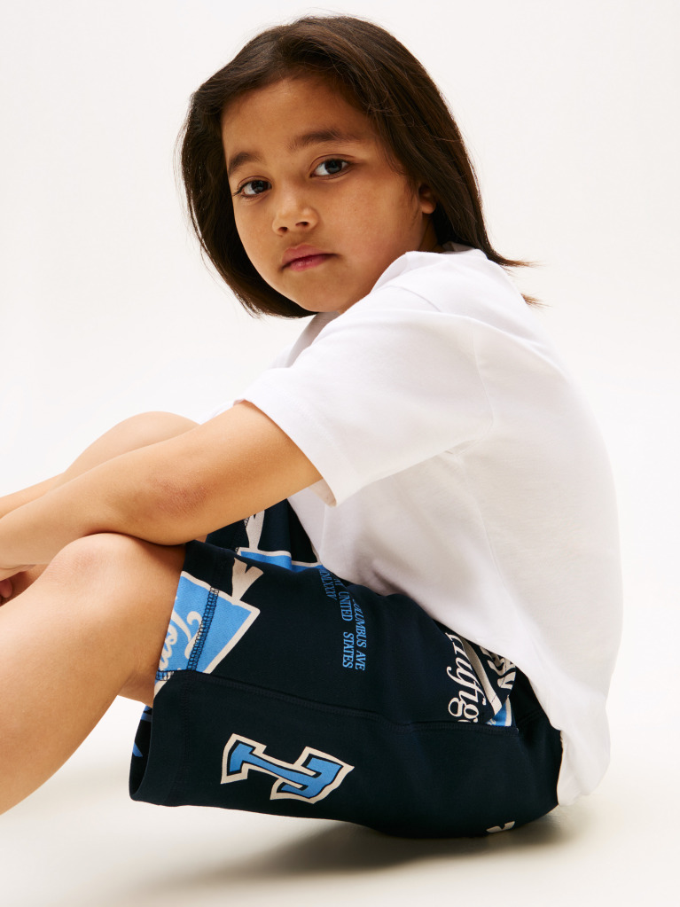 Blue All-Over Logo Print Sweat Shorts  Boys
