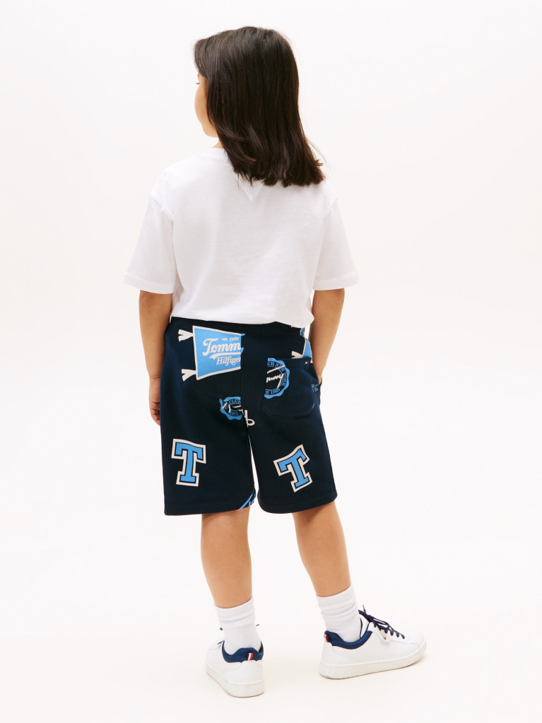 Blue All-Over Logo Print Sweat Shorts  Boys