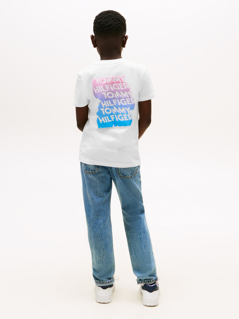White Graffiti Logo Print T-Shirt  Boys
