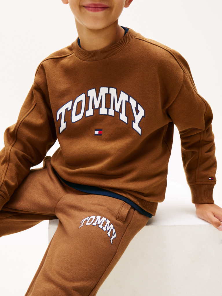 Brown Varsity Logo Print Fleece Joggers  Boys