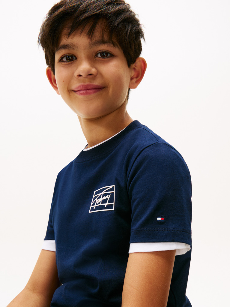 Blue Varsity TH Signature Logo Flag T-Shirt  Boys