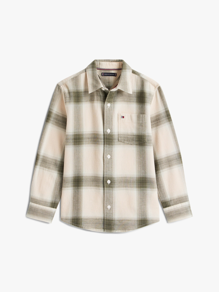 Multi Regular Fit Waffle Knit Check Shirt  Boys