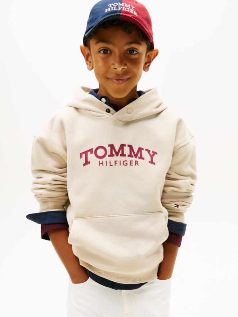 Beige Logo Print Fleece Hoody  Boys