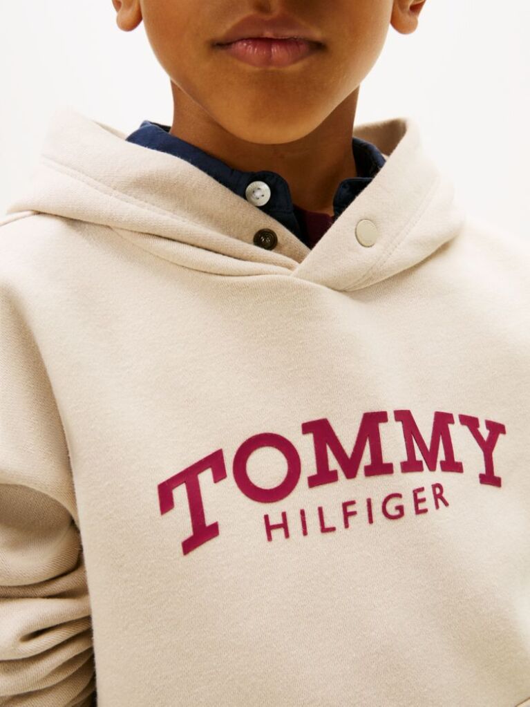 Beige Logo Print Fleece Hoody  Boys