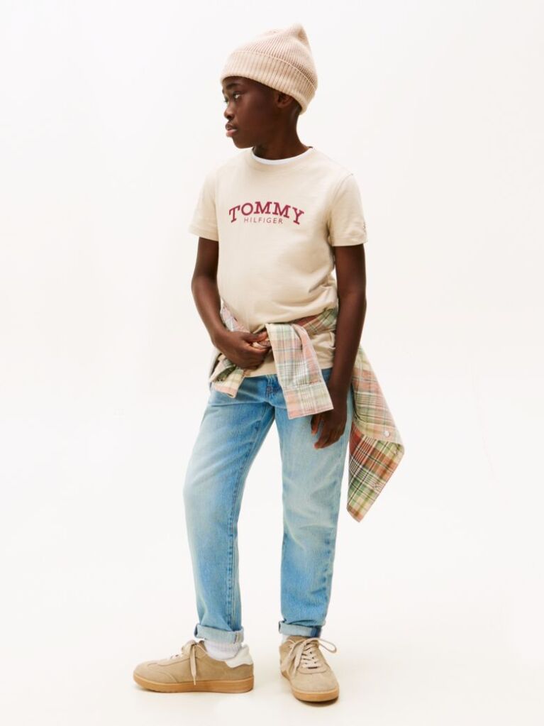 Beige Logo Print T-Shirt  Boys