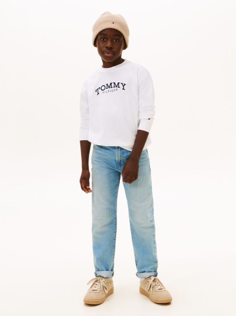 White Logo Print Long Sleeve T-Shirt  Boys