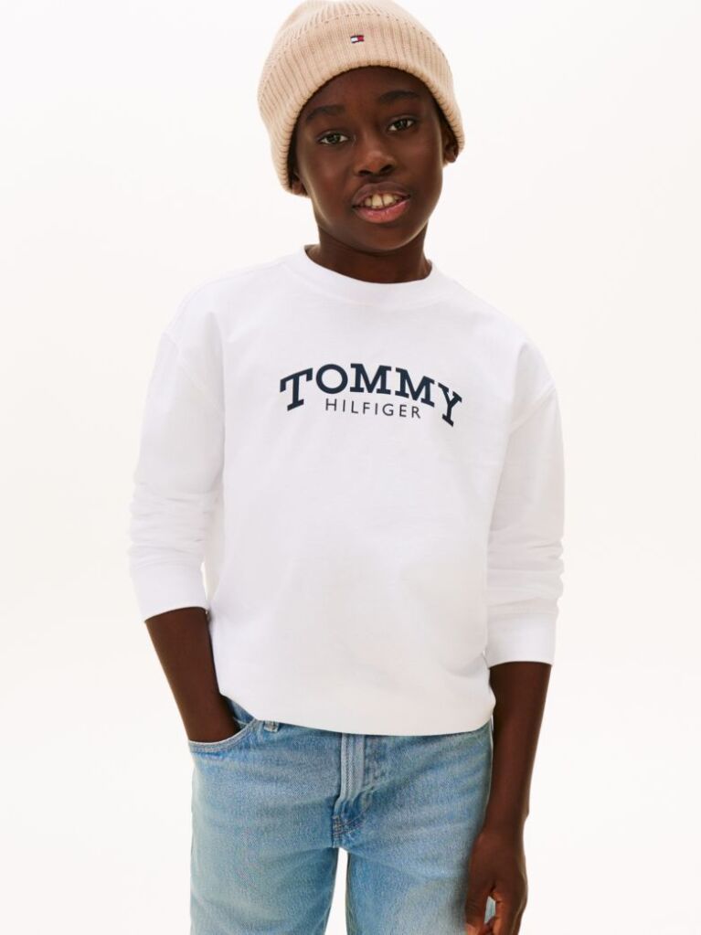 White Logo Print Long Sleeve T-Shirt  Boys
