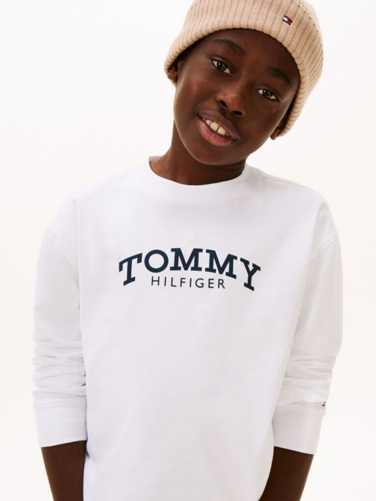 White Logo Print Long Sleeve T-Shirt  Boys