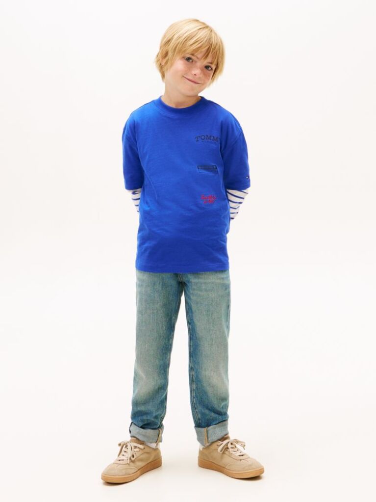 Blue Back Multi Logo Print Jersey T-Shirt  Boys
