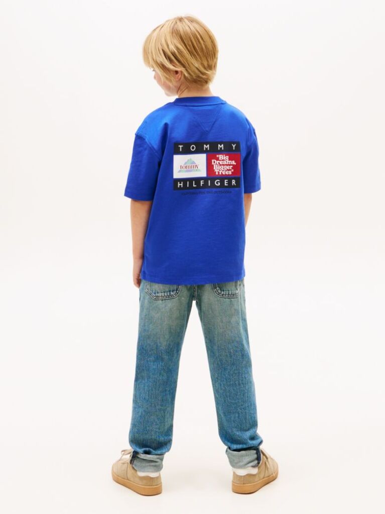 Blue Back Multi Logo Print Jersey T-Shirt  Boys