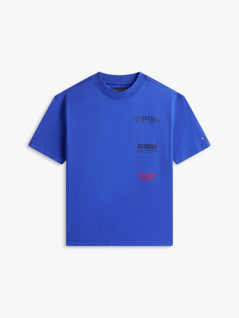 Blue Back Multi Logo Print Jersey T-Shirt  Boys