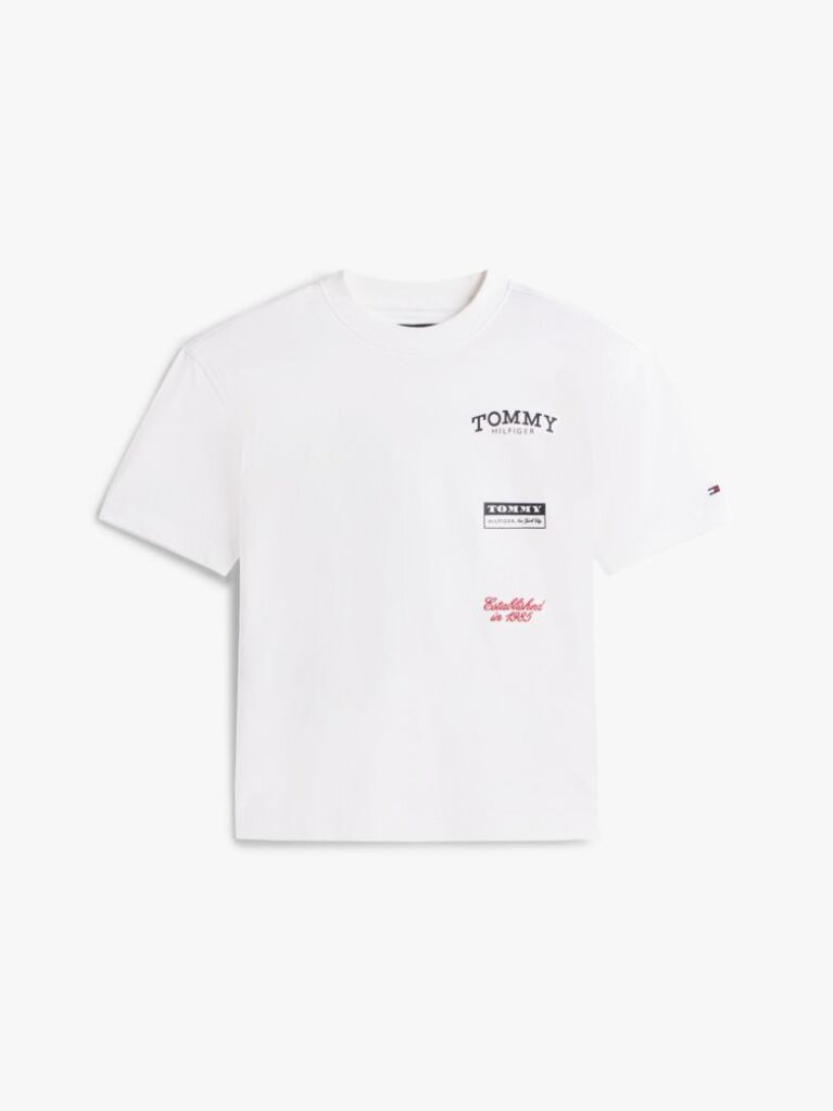 White Back Multi Logo Print Jersey T-Shirt  Boys