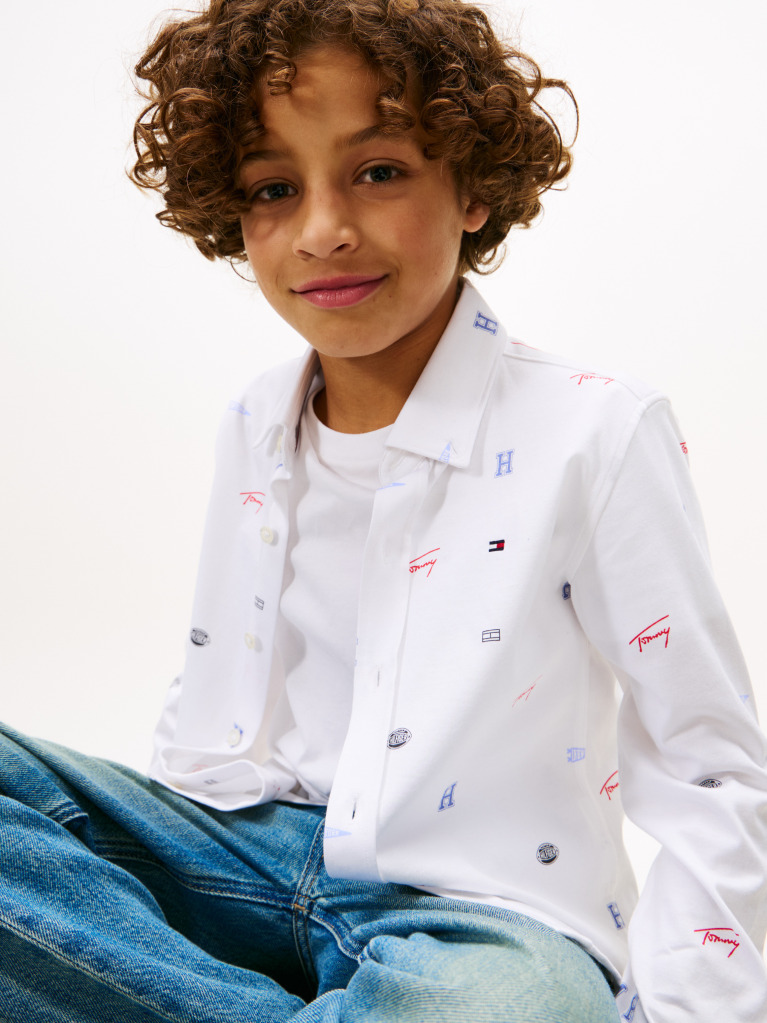 White Varsity Jersey Long Sleeve Shirt  Boys