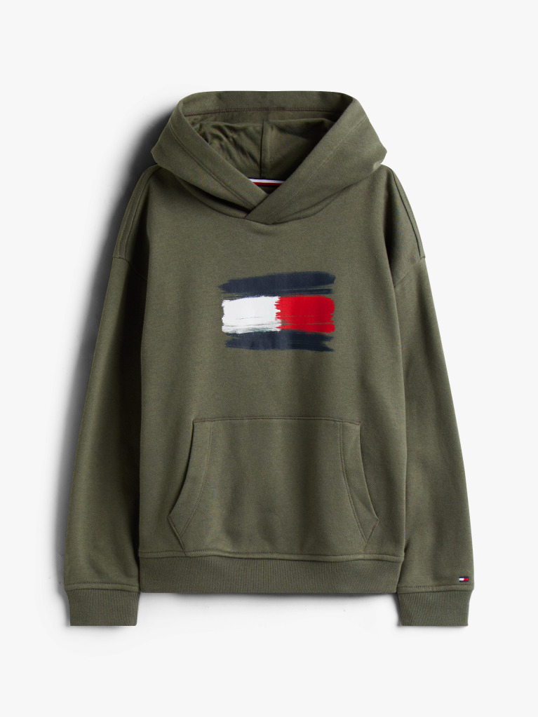 Green Hilfiger Flag Hoody  Boys
