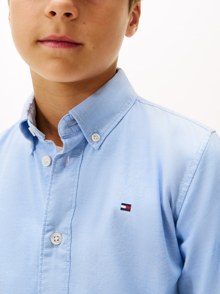Blue Stretch Cotton Poplin Shirt  Boys