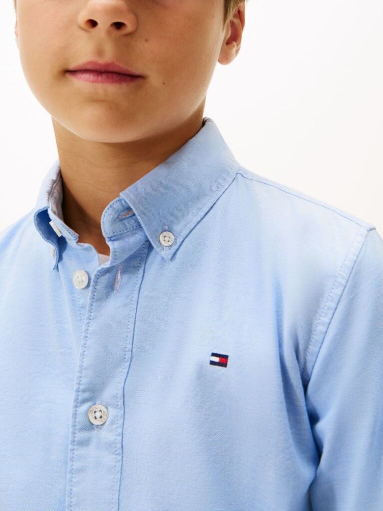 Blue Stretch Cotton Poplin Shirt  Boys