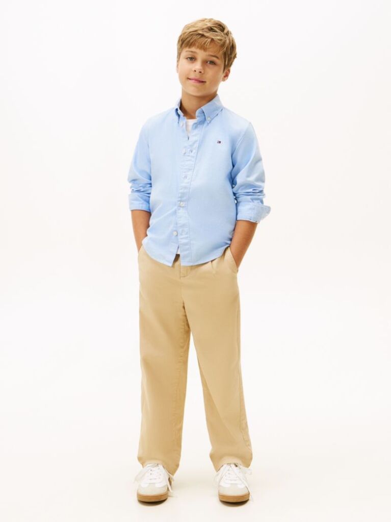 Blue Stretch Cotton Poplin Shirt  Boys
