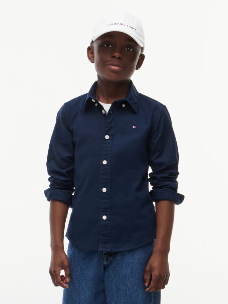 Blue Stretch Cotton Poplin Shirt  Boys