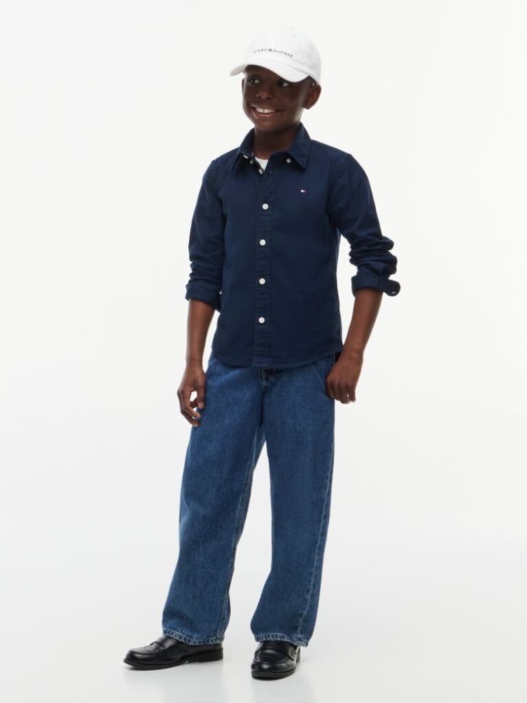 Blue Stretch Cotton Poplin Shirt  Boys