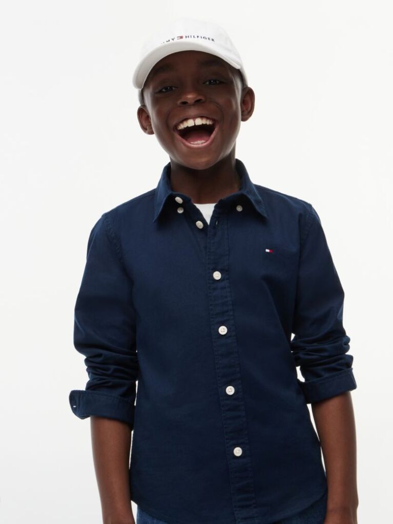 Blue Stretch Cotton Poplin Shirt  Boys