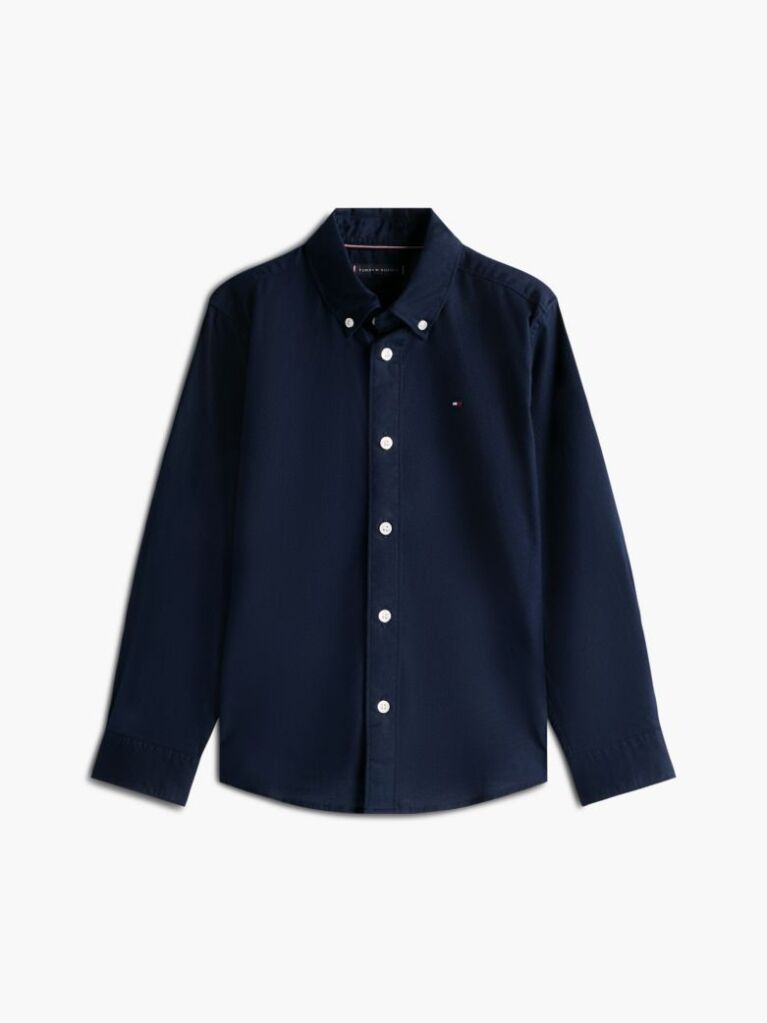 Blue Stretch Cotton Poplin Shirt  Boys