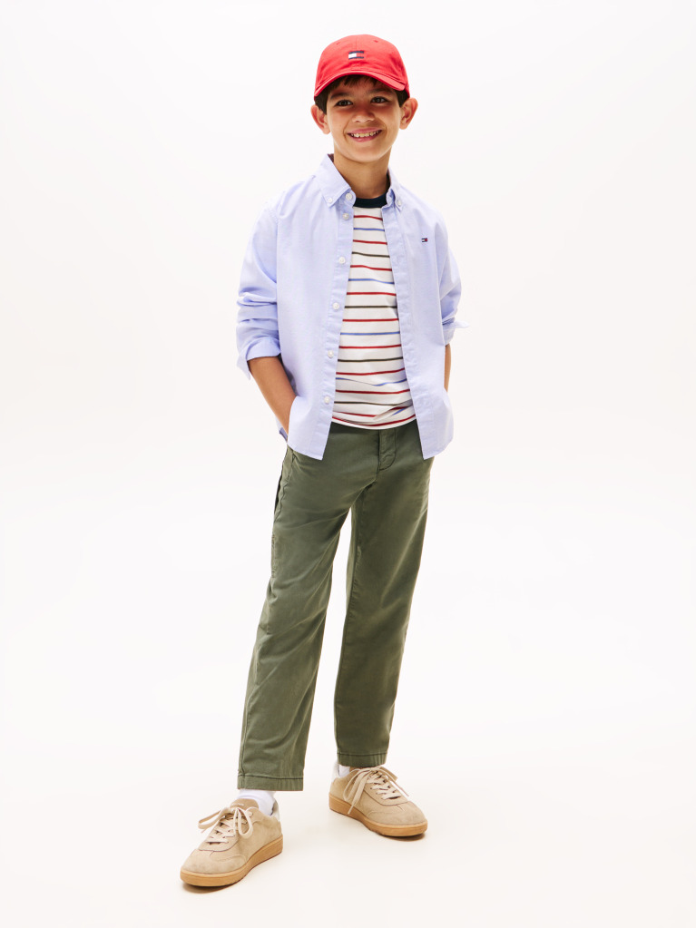 Blue Stretch Cotton Poplin Shirt  Boys