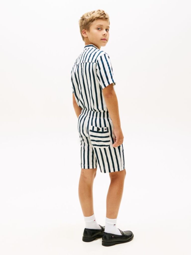 Multi Linen Blend Stripe Relaxed Shorts  Boys