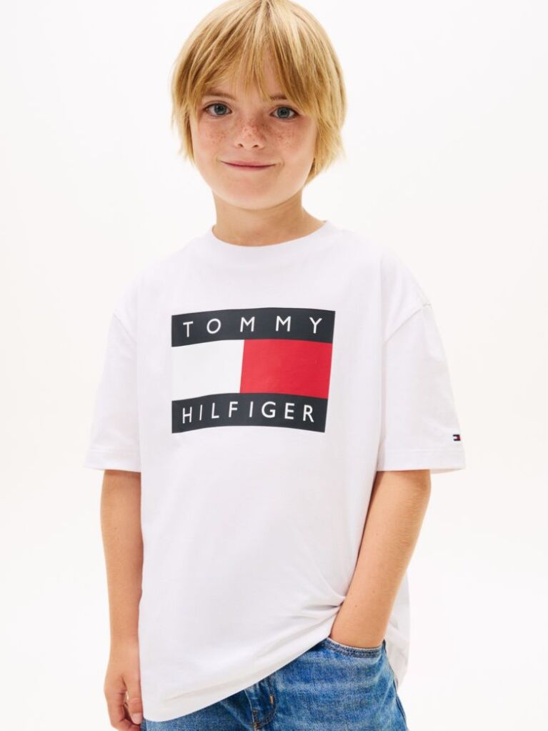 White Heritage Flag Print Jersey T-Shirt  Boys