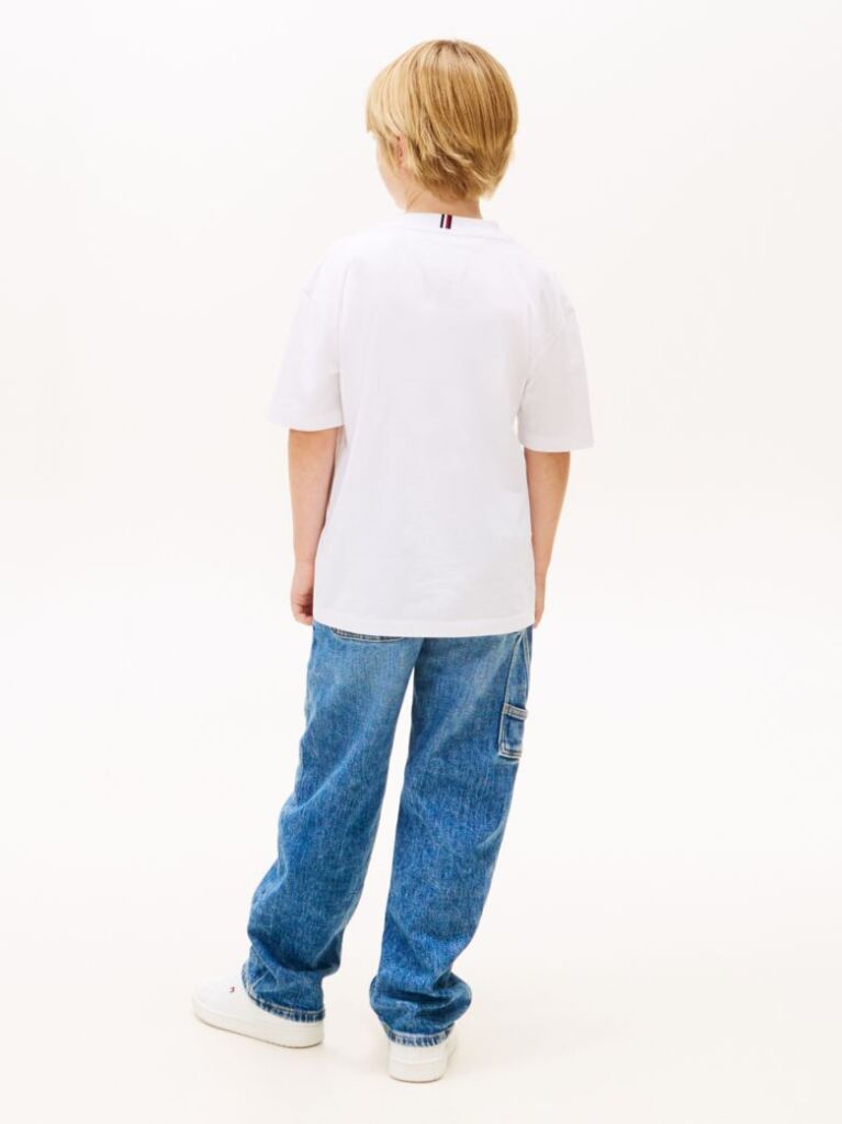 White Heritage Flag Print Jersey T-Shirt  Boys