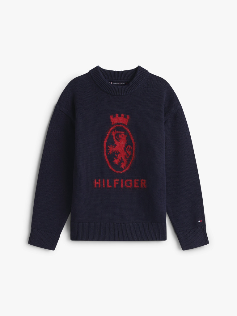 Blue TH Crest Intarsia Crew Neck Jumper  Boys