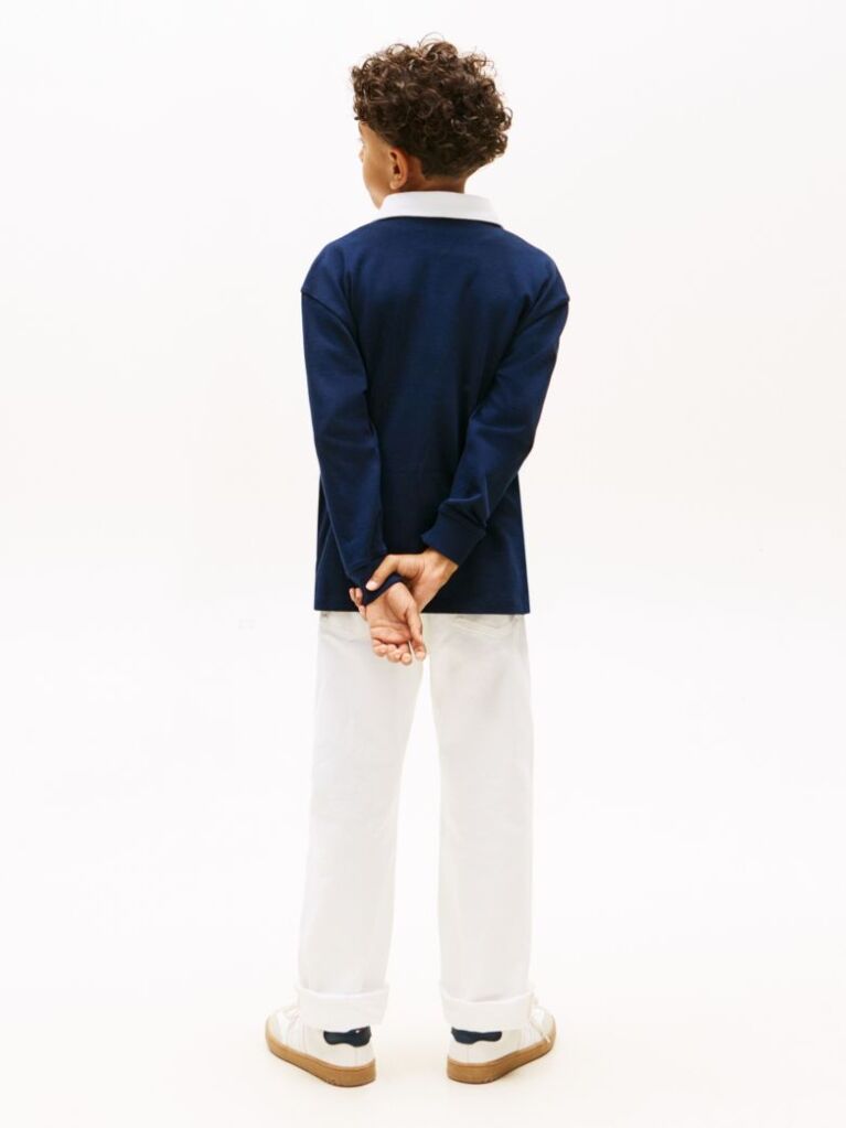 Blue Heritage Colour-Blocked Flag Long Sleeve Polo Shirt  Boys