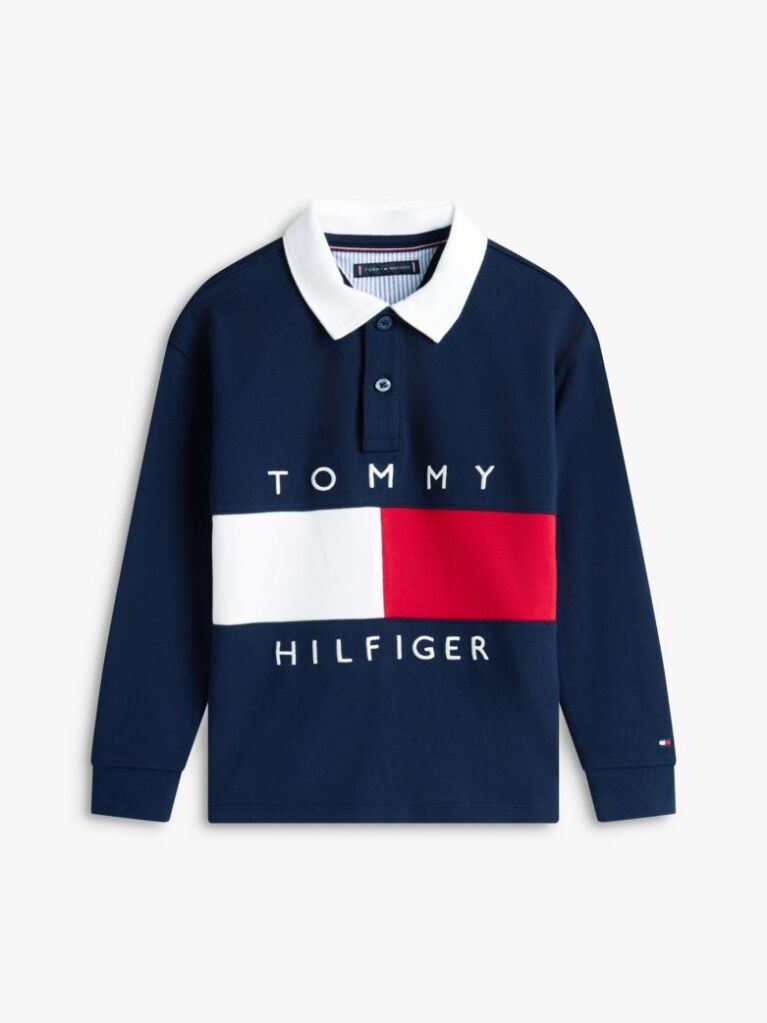 Blue Heritage Colour-Blocked Flag Long Sleeve Polo Shirt  Boys
