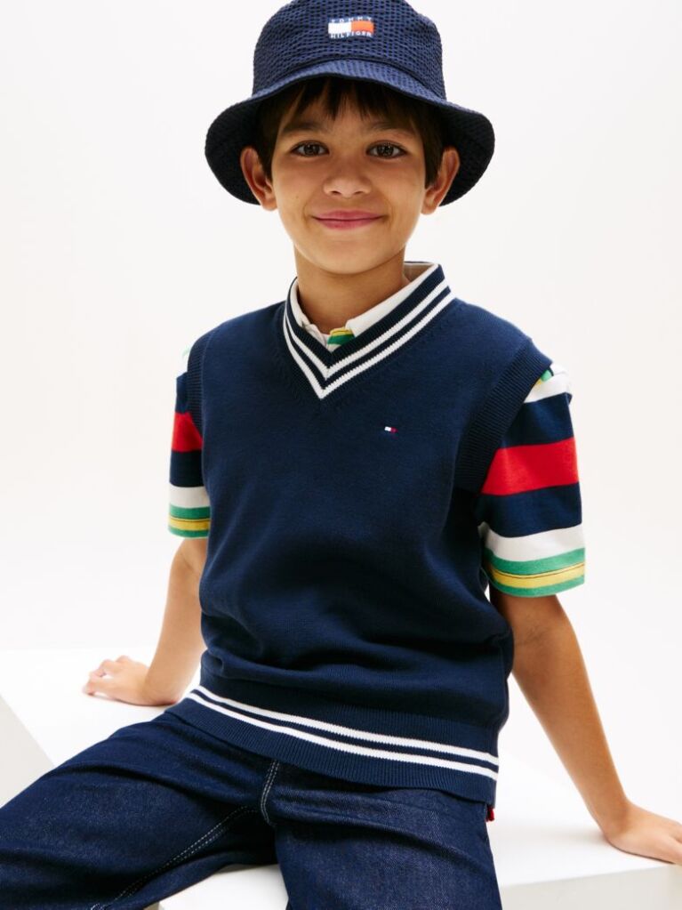 Blue Essential V-Neck Sweater Vest  Boys