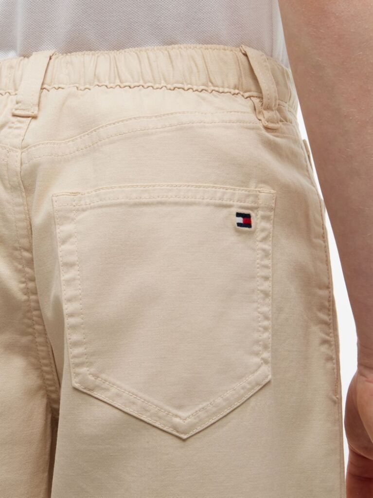 Beige Herringbone Barrel Leg Twill Trousers  Boys