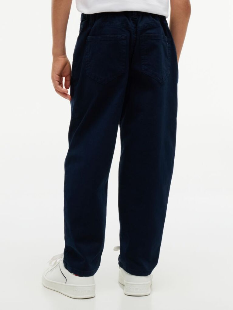 Blue Herringbone Barrel Leg Twill Trousers  Boys