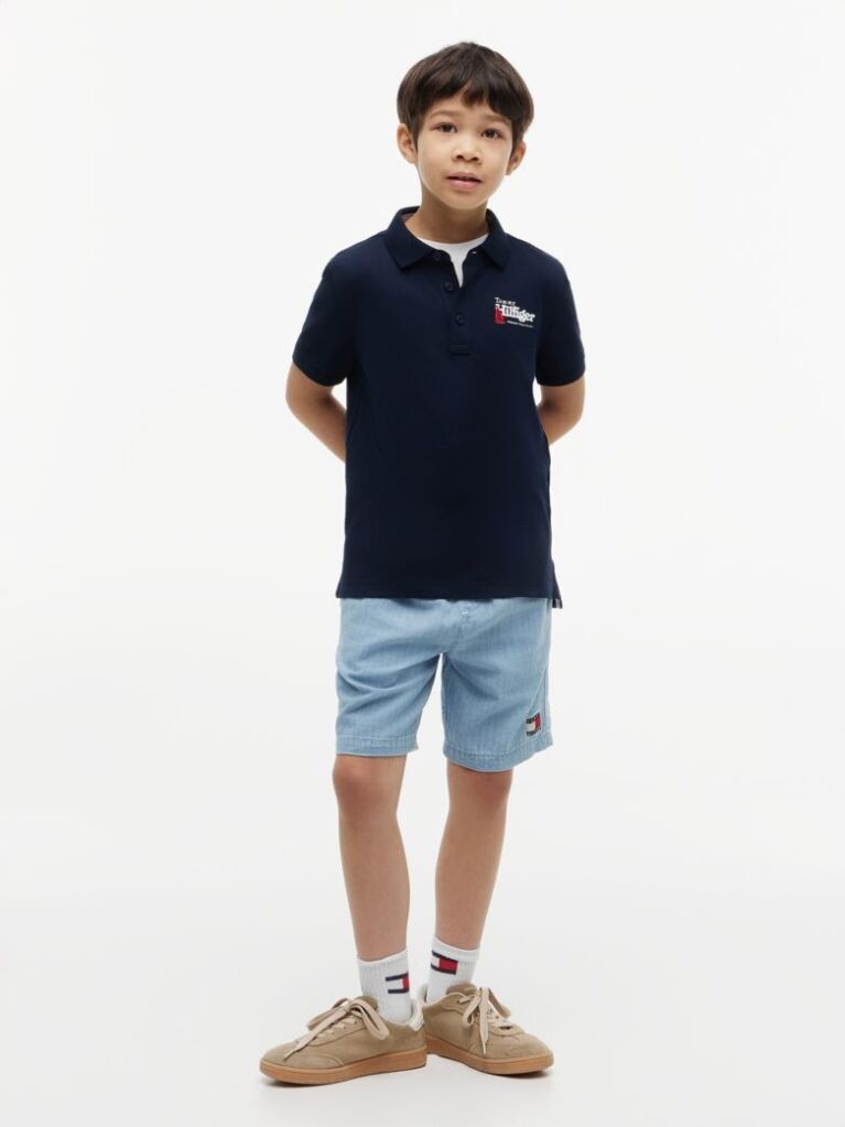 Blue Regular Fit Graphic Embroidery Polo Shirt  Boys