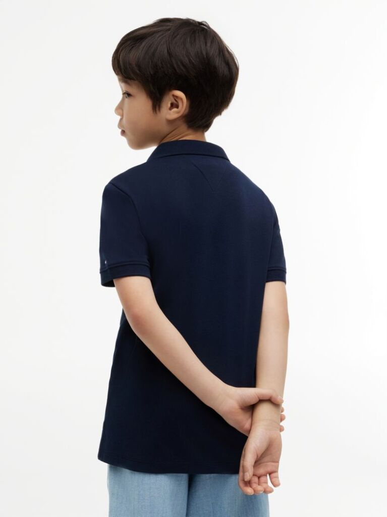 Blue Regular Fit Graphic Embroidery Polo Shirt  Boys