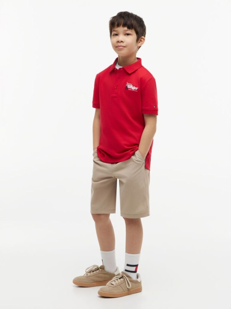 Red Regular Fit Graphic Embroidery Polo Shirt  Boys