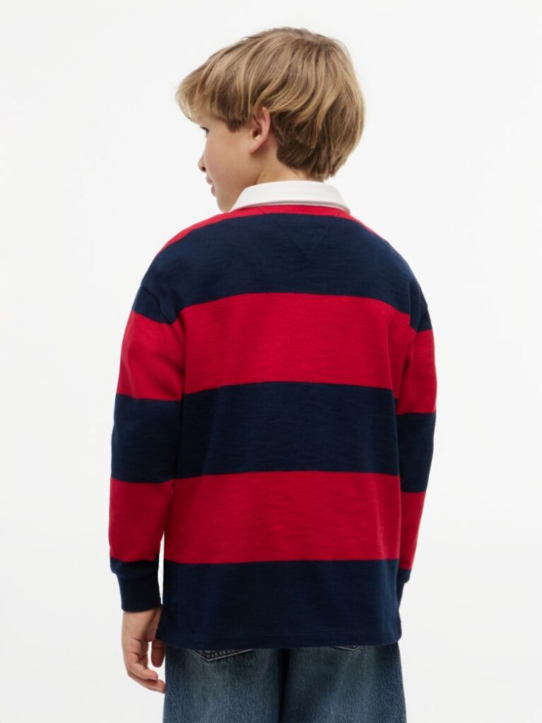Multi Regular Fit Stripe Long Sleeve Polo Shirt  Boys