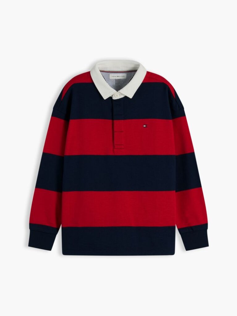 Multi Regular Fit Stripe Long Sleeve Polo Shirt  Boys