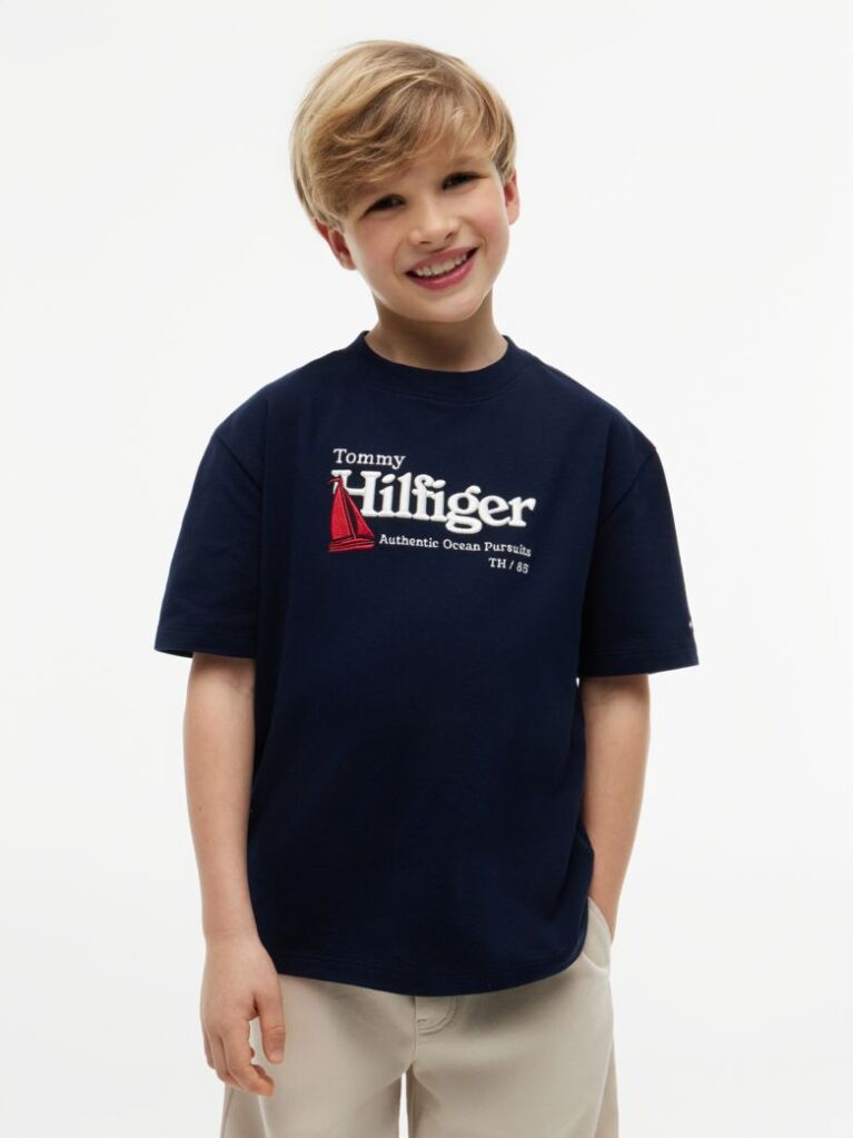 Blue Logo Embroidery Pique T-Shirt  Boys