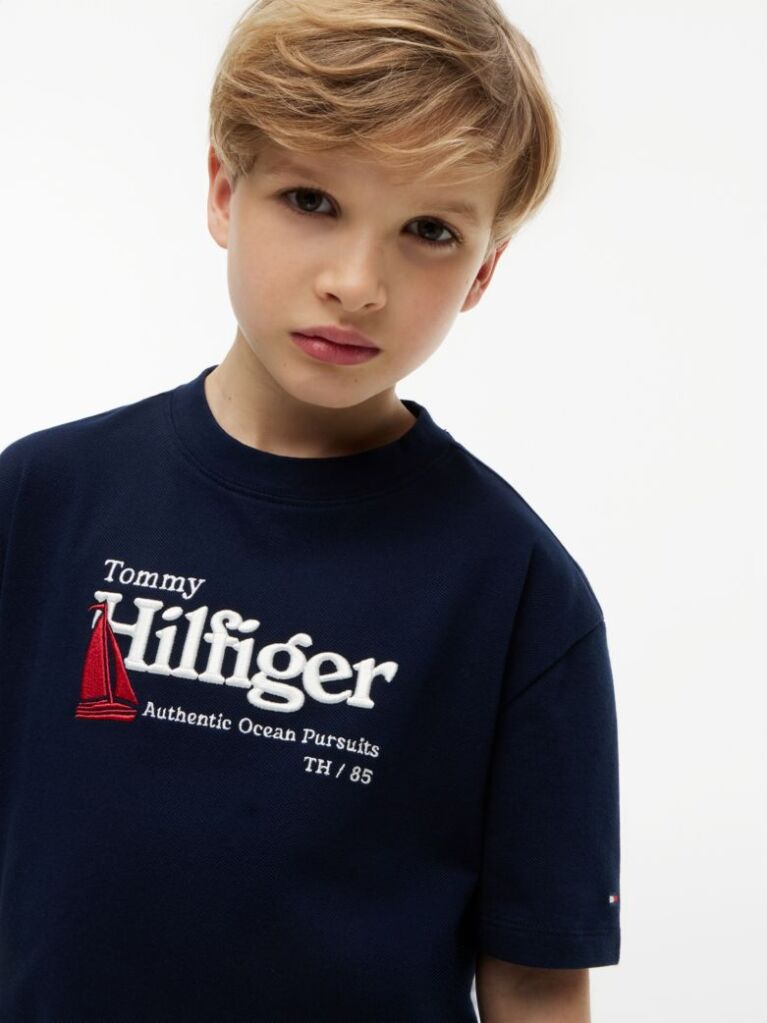 Blue Logo Embroidery Pique T-Shirt  Boys